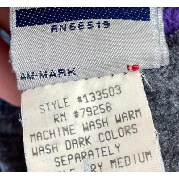 Ocean Pacific Tech Vintage Hoodie Made in USA XL Gray Purple 90s - Picture 5 of 8